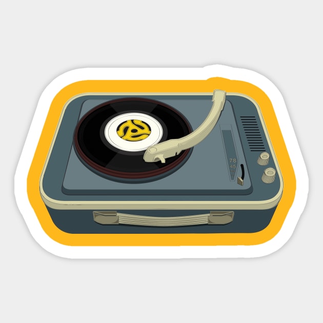 Suitcase Record Player Sticker by threeblackdots